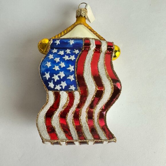 Blown Glass Ornament Stars & Stripes American Flag - Picture 2 of 3